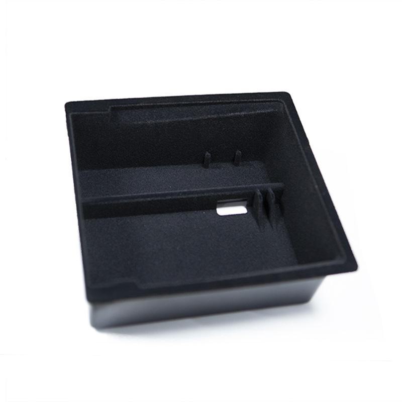 Flocking and cushion storage box for Tesla Model 3 center console/armrest. Ideal for organizing items inside your car.