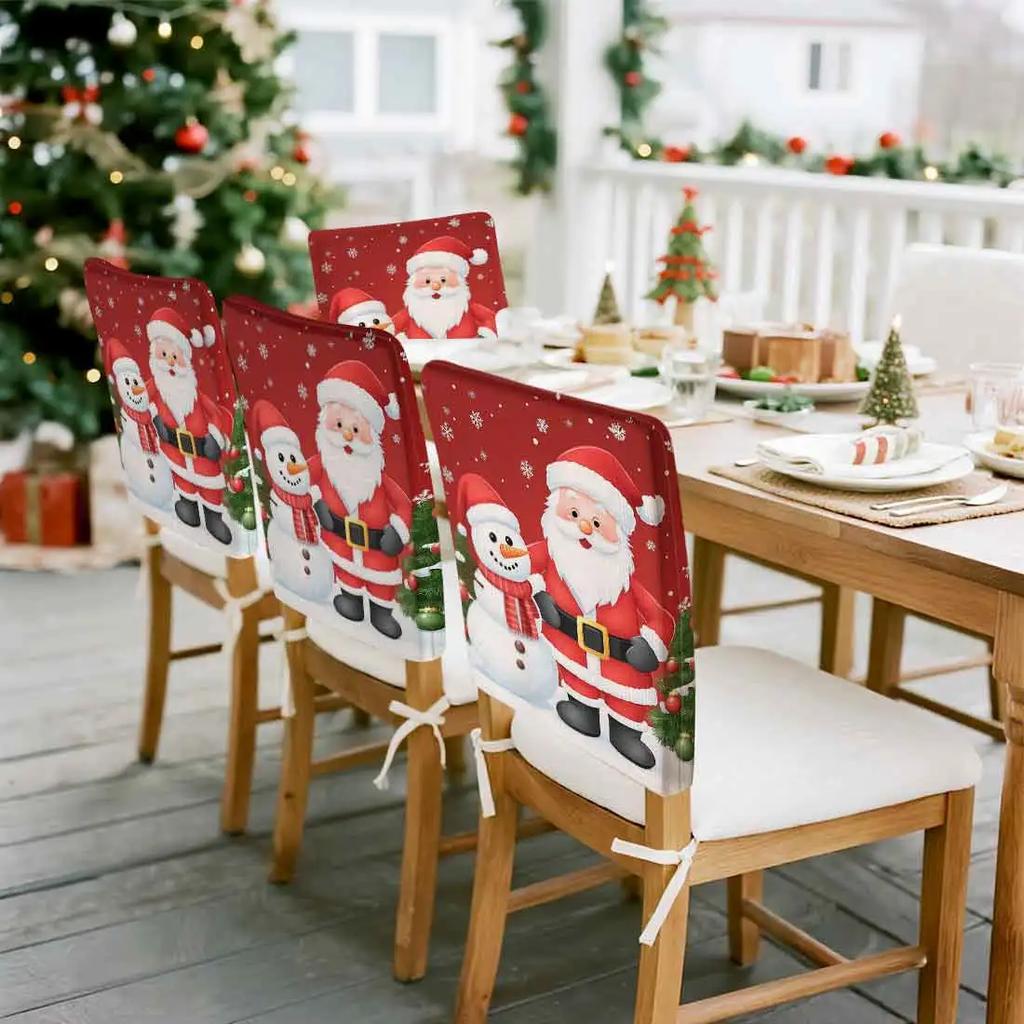2/4/6pcs/set 45x55cm Santa Claus Snowman Chair Cover Table Decoration Dining Seat Chair Covers Dining Room Bar Party Banquate