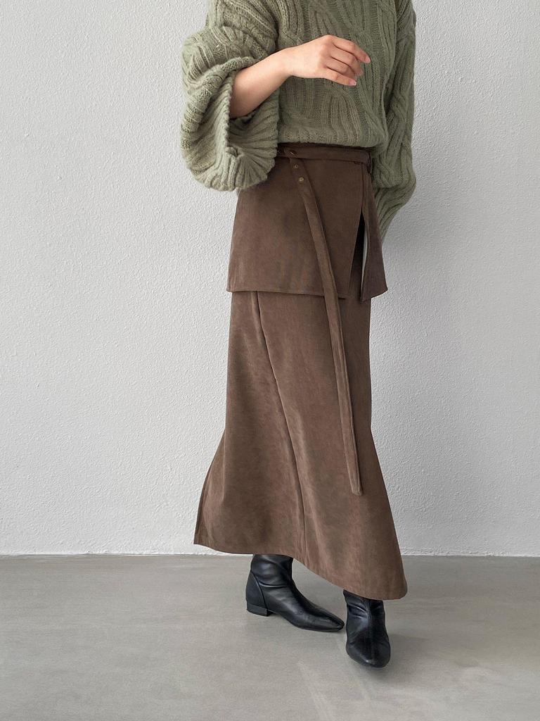 Korean Style Fleece-Lined Slimming Midi Skirt for Women – Winter Versatile 0253