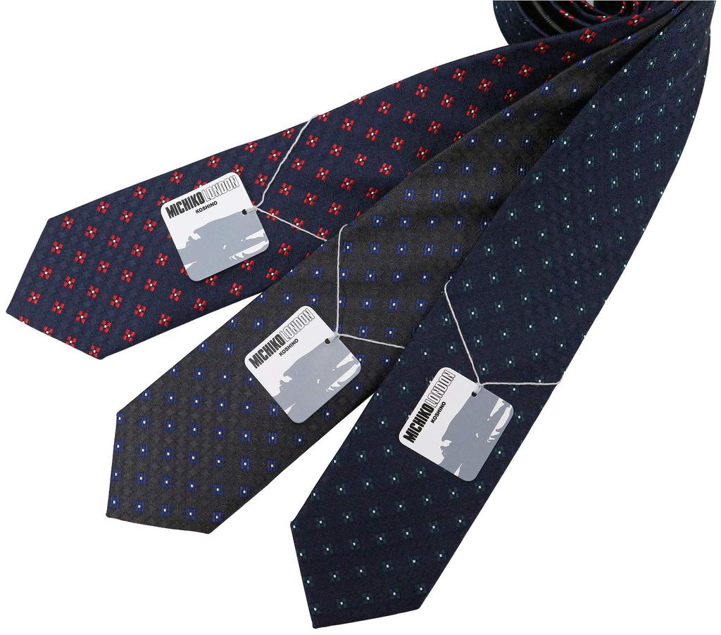 Michiko London Brand Made in Floral Jacquard Small Pattern Navy x Necktie, Japan, 100% Silk, Weave, (Pattern A Green)