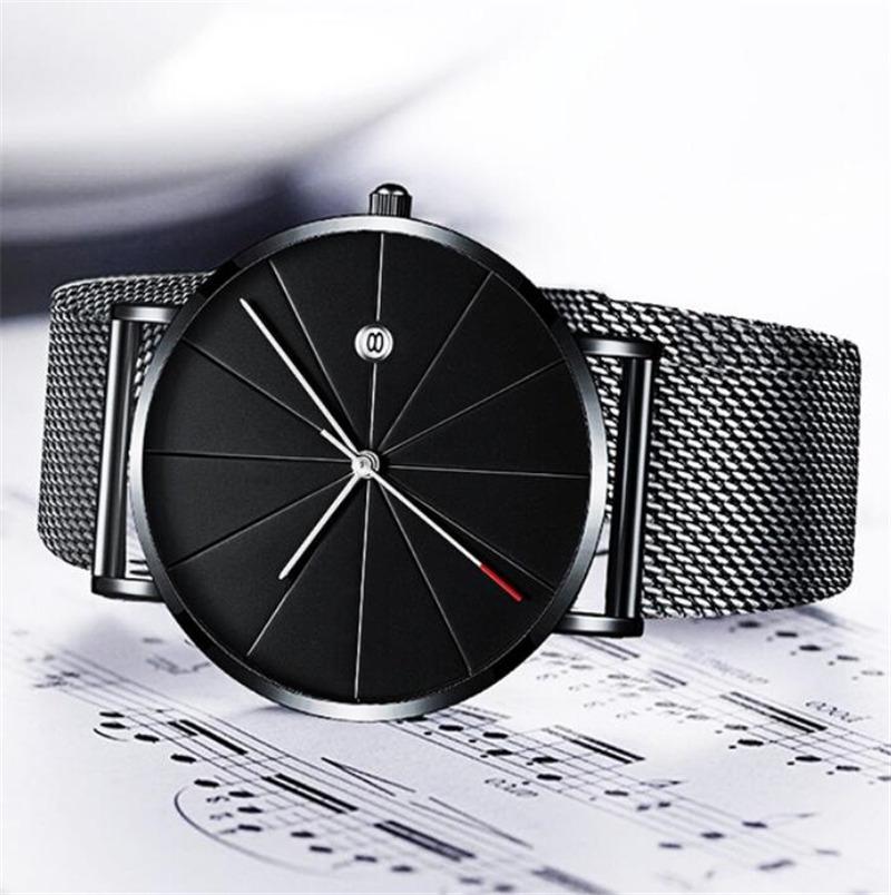 Men's Ultra-Thin Wormhole Concept Quartz Watch with Mesh Band