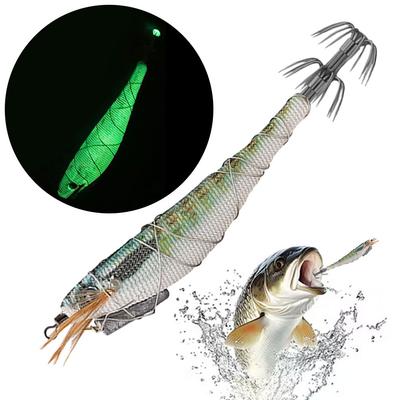 Luminous Wood Shrimp Fishing Lure 12cm 13g Cuttlefish Hard Bait Octopus Lure Artificial Bait for Saltwater Fishing