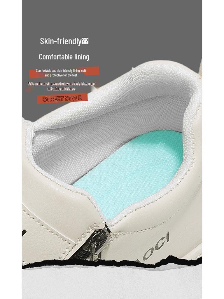 Men's White Breathable Slip-On Skate Shoes: Non-Slip, Wear-Resistant Casual Sneakers for Spring