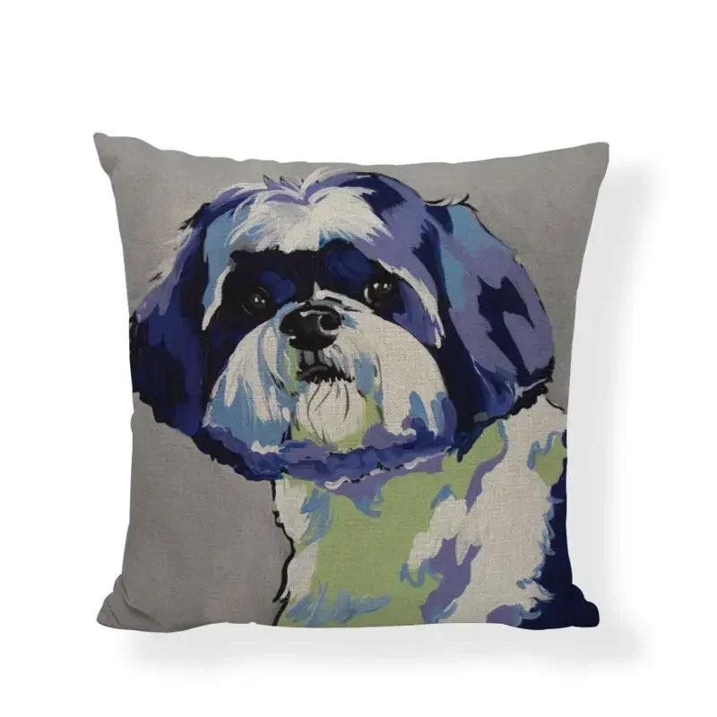 Cartoon Cute Dog Oil Double-Sided Printed Pillow Cover Short Plush Suitable Living Rooms Bedrooms Sofas Throw Cushion Cover