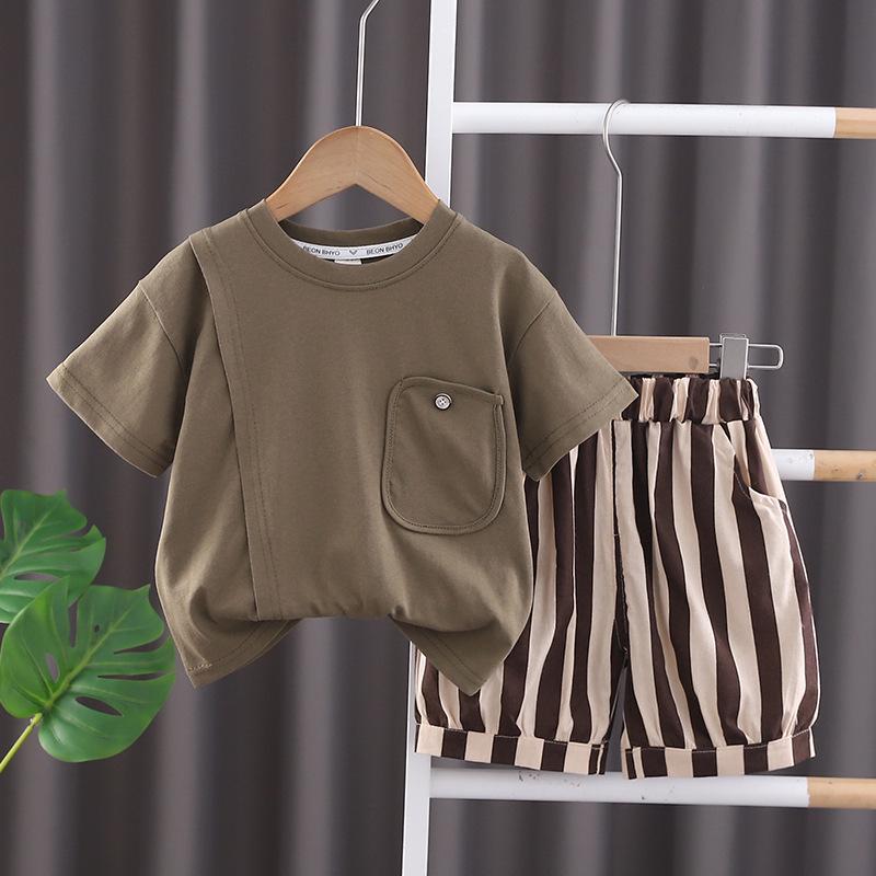 

Летний комплект из двух предметов с коротким рукавом для мальчиков 2024 – Повседневный наряд для малышей 100 cm