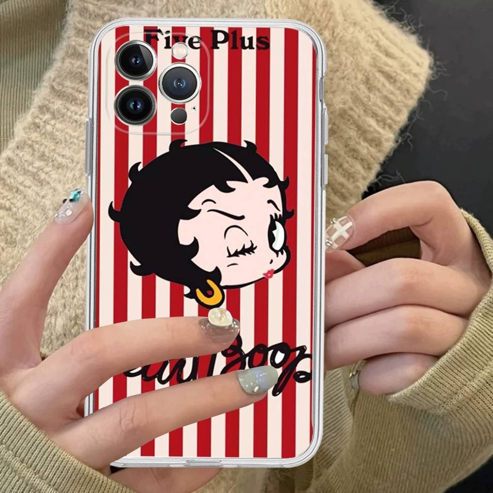 Animation B-Betty Boop Transparent TPU Phone Case For IPhone 17 11 12 13 14 15 16 Pro Max 16 Plus Cover