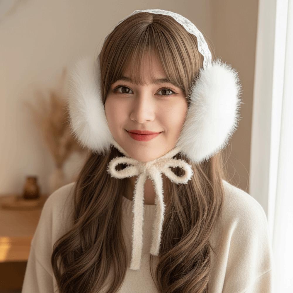 Ohrenklappe Spitze Plüsch Ohrenschützer Verdicken Warme Ohrenschützer Weiche Ohrenmaske Winter