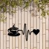 Retro Lasercut Metall Wandkunst Kaffeetasse Herzschlaglinie Design für Café Bar Büro Hütte Gartendekoration