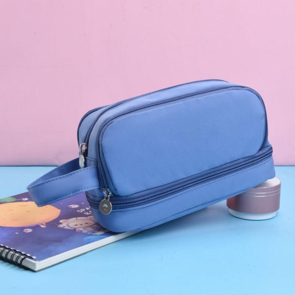 

with Compartments Portable Large Pencil Bag Oxford Pen Bag Simple Pencil Case Student Gift темно-синього кольору