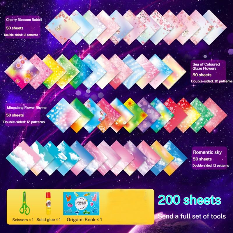 Square Origami Paper Double Sides Solid Color Folding Lucky Wish Paper Crane Multicolor Handmade DIY Scrapbooking Craft Decor