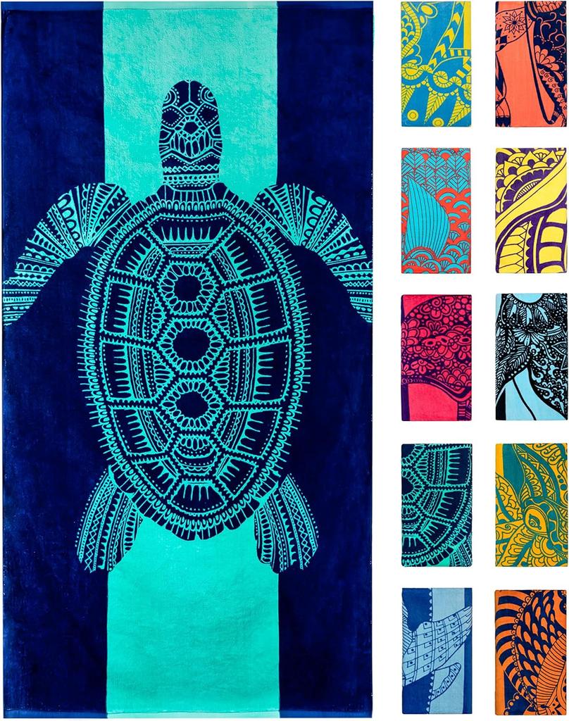 Strandtücher Tropische Tiere Blau Einzigartiges Design Mehrere Größen Baumwolle Badetücher Geeignet Für Kinder Und Erwachsene