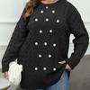 Women's Plus-Size Sweater  Beaded Crew Neck Loose Oversized Sweater Knit Pullover Top  Autumn/Winter