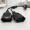 Two Way EU Splitter Cable, One Male End and Two Female Ends, 0.40 Meter Cord for Close Indoor Use Nearby Daily