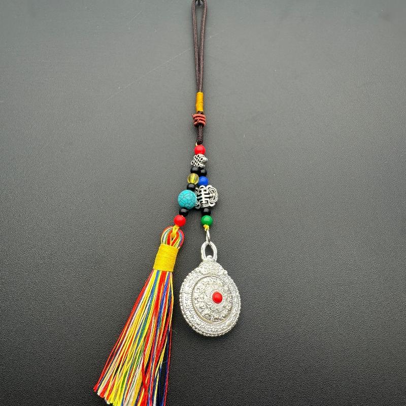 Retro Creative Style Alloy Car Tassel Hanging Ornament Ethnic Style Tourist Spot Gift Keychain Jewelry Accessory