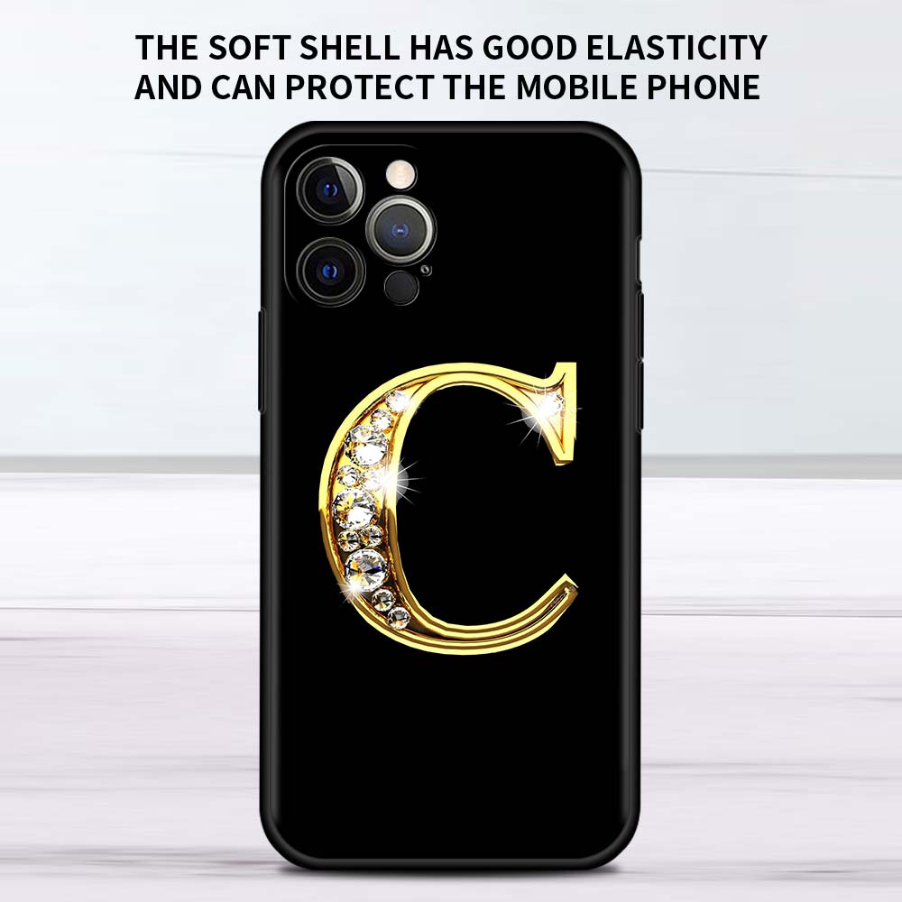 Letter Alphabet Case For Apple IPhone 18 11 13 12 Pro 7 XR X XS Max 8 6 6S Plus 5 5S SE 2020 13Pro Black Phone Cover Capa