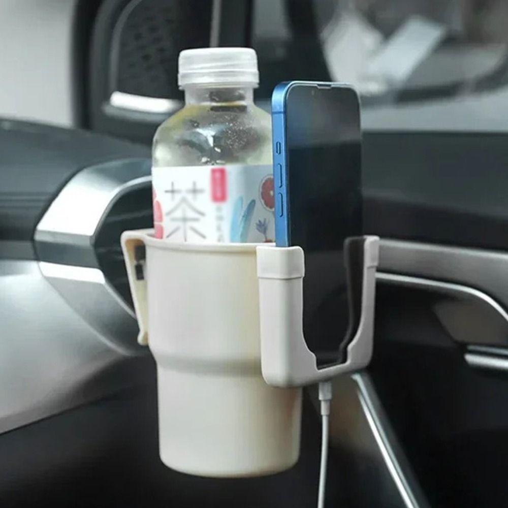 Car Mounted Bottle Holder Plastic Car Water Cup Stand Phone Storage Mount Interior Accessories