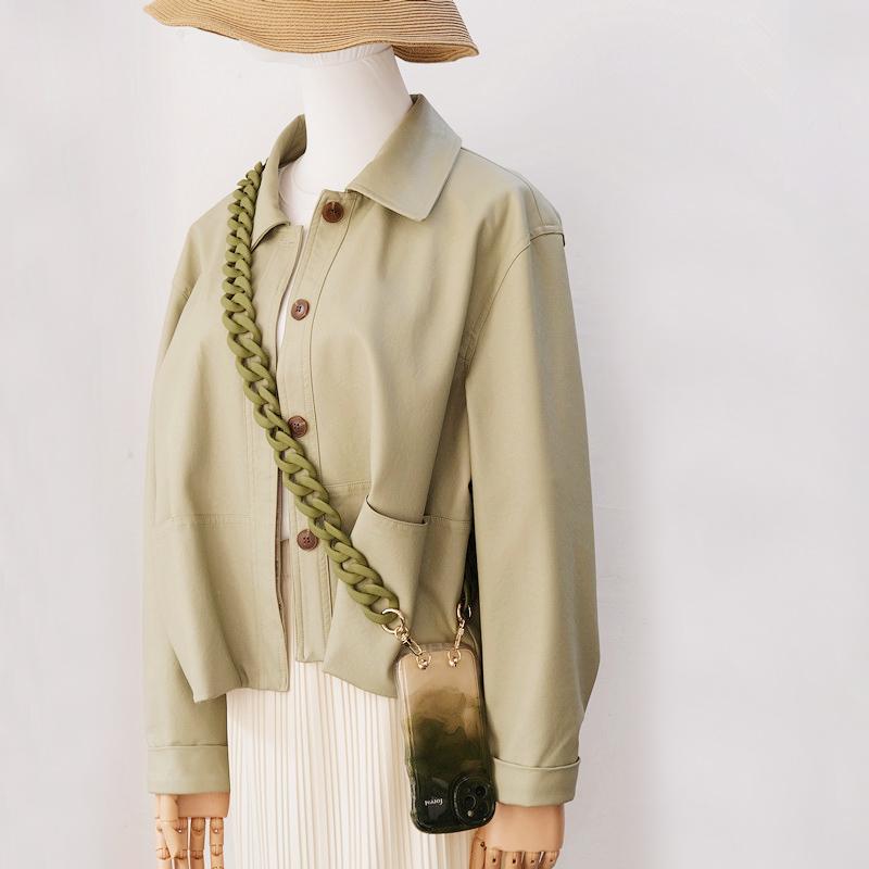 New Phone Accessory Detachable Parts Acrylic Matte Green Grey Chain Crossbody Pendant Cellphone Strap Phone Case Chains Shoulder Chain