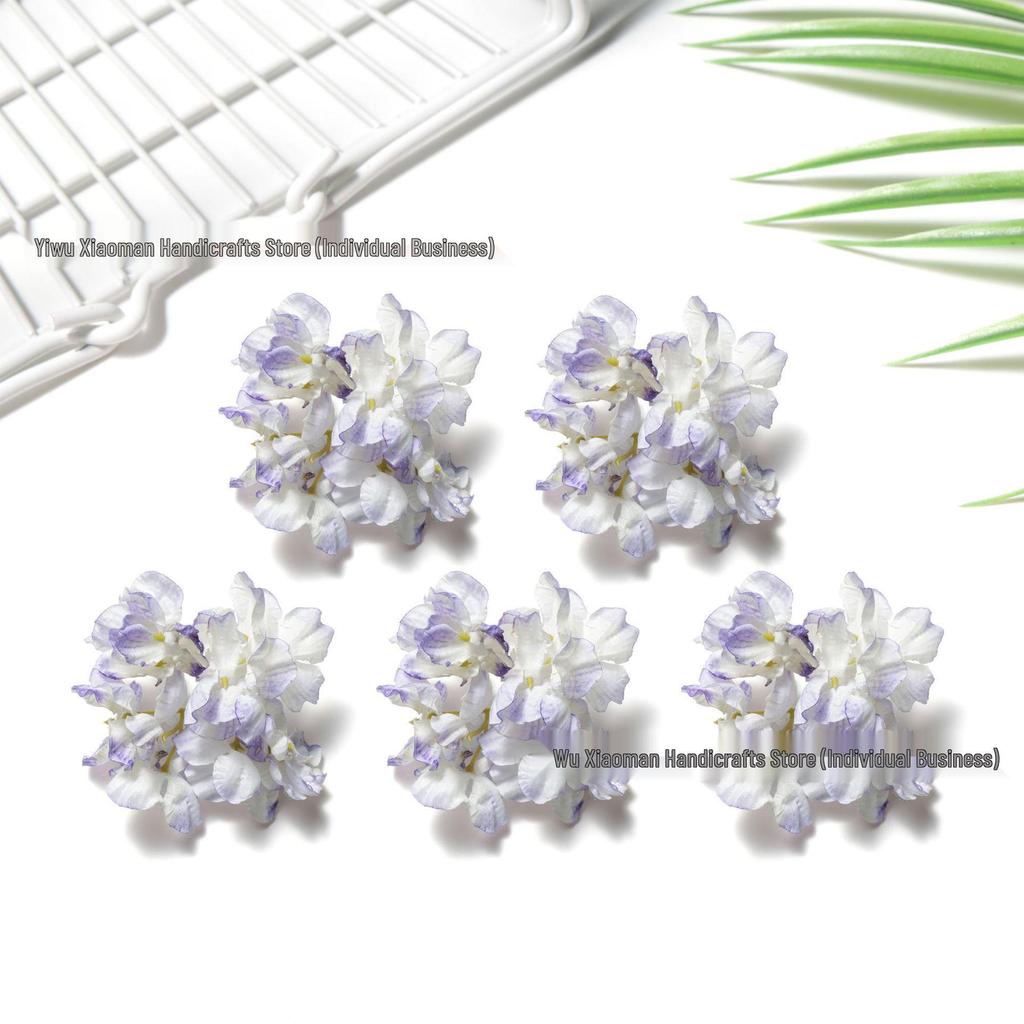 Multi-color Burned Edge Silk Hydrangea Hairpin – Creative DIY Hanfu Hair Accessory for Graduation Caps