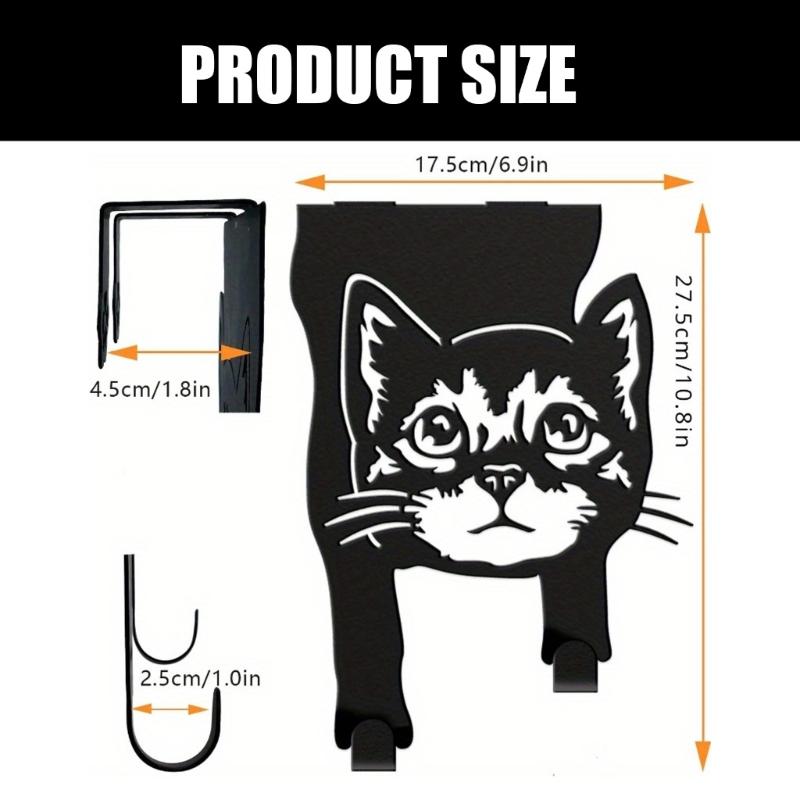 Декоративні Силуети Кішок Металевий Гачок на Двері Тваринний Вішак для Пальта Капелюхів Декорація для Ванної Кімнати Домашній Аксесуар для Зберігання