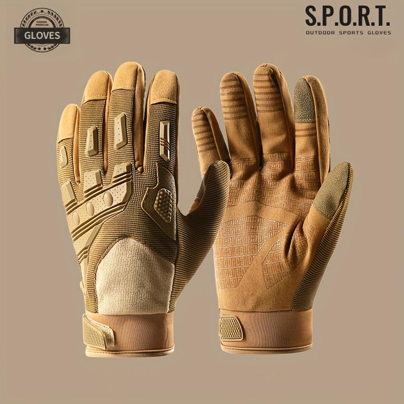 1Pair Wear-resistant Breathable Non-slip Cycling Touch Screen Full Finger Gloves Suitable for Outdoor Sports Riding On the Field Camping Training