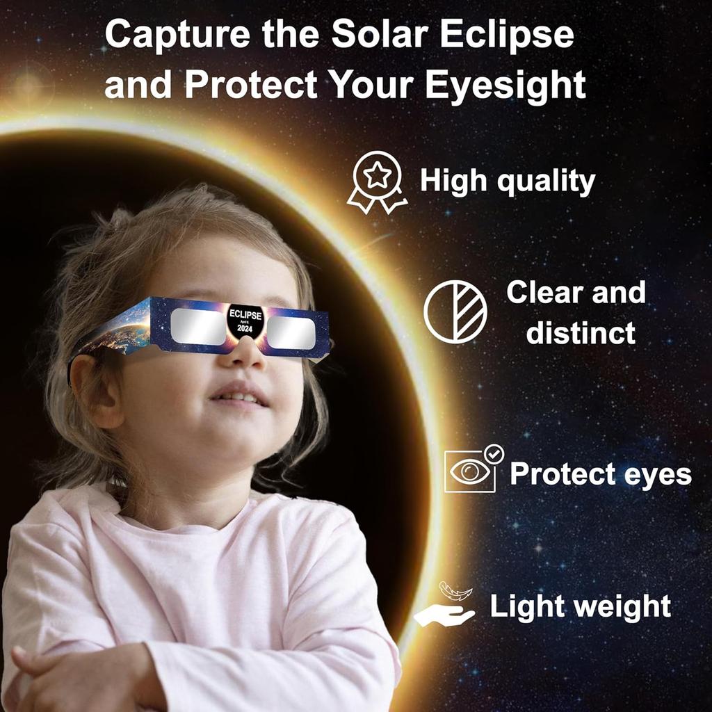 Solar Eclipse Glasses AAS Approved 2024, 6 Pack Solar Eclipse Glasses for Direct Sun Viewing-ISO 12312-2:2015(E) & CE Certified