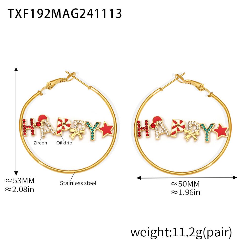 18K Gold-Plated Zircon Enamel Earrings Set