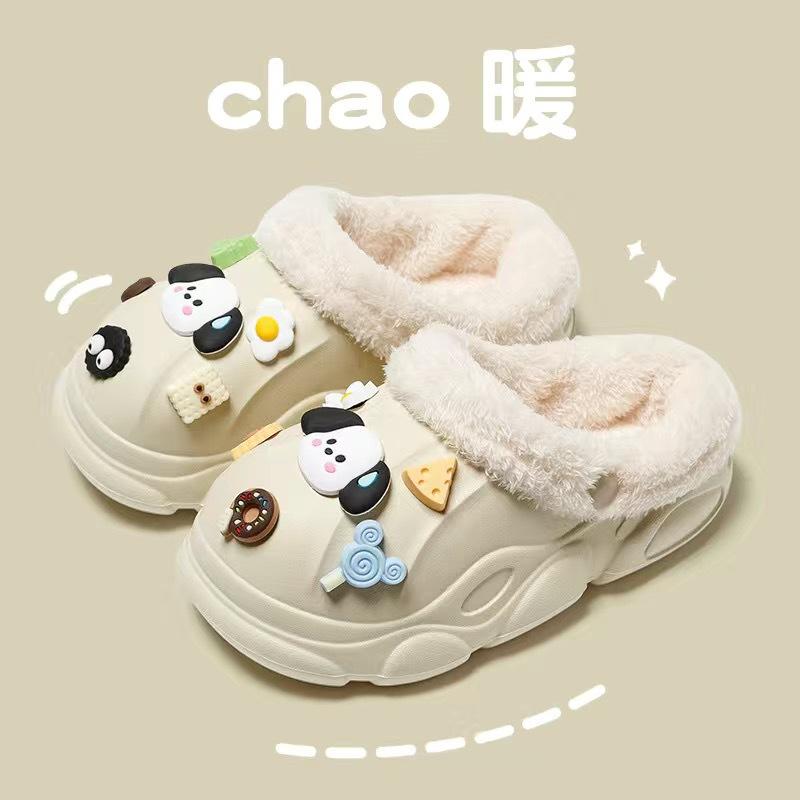 Children's Cotton Slippers Furry Shoes Warm Cartoon Soft Non-Slip Furry Shoes Detachable Washable for Older Kids and Parent-Child Cotton Slippers