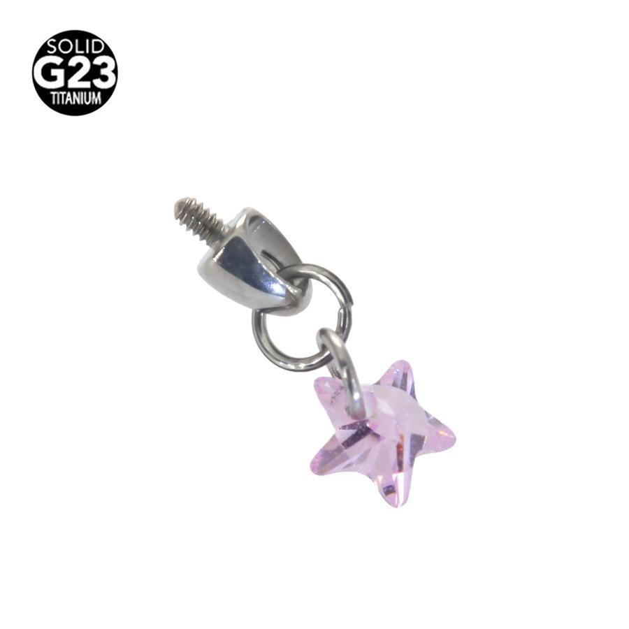 F136 Titanium Teardrop Bullet Head Lip Stud with Crystal Zircon Pendant for Ear Cartilage Piercing