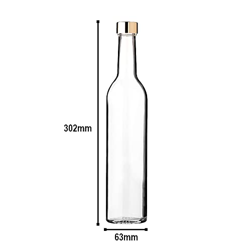 Slim Glass Wine Bottles, 500ml, Clear, Set of 3, Storage, Refillable, Made in Japan, GLASS BOTTLE BO500PGFG3