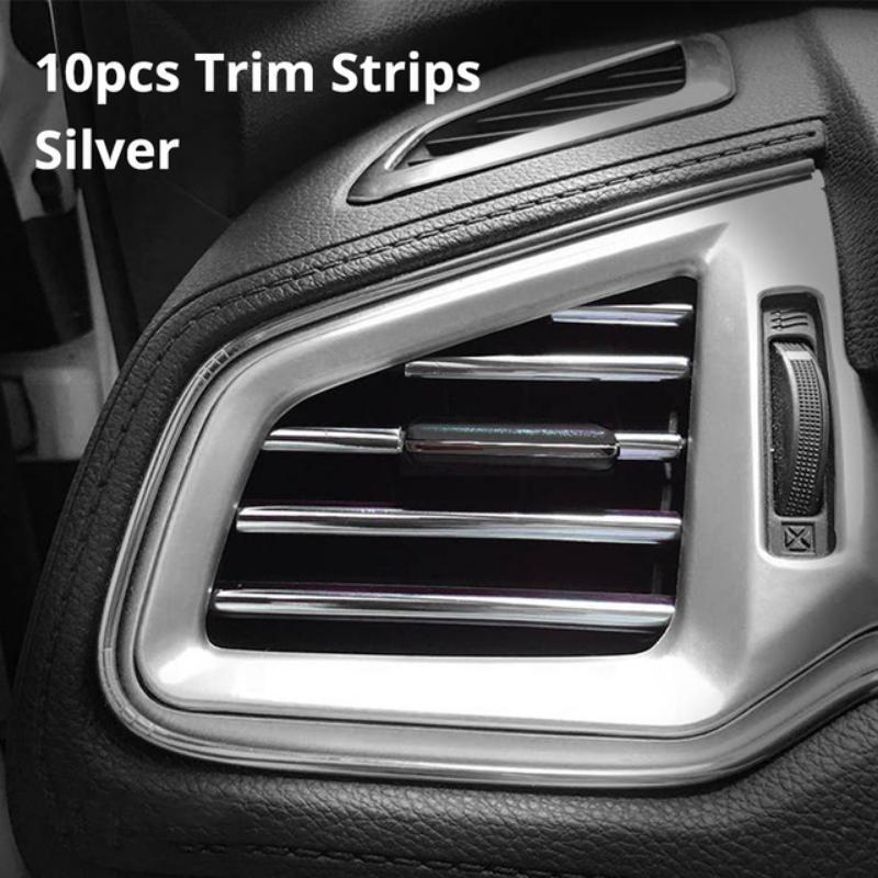 

10 шт., вентиляционная решетка, переключатель, обод, наклейка, U-образный стиль, декоративная полоса для кондиционера, интерьер, экстерьер, сделай сам, стайлинг автомобиля 10pcs серебряный