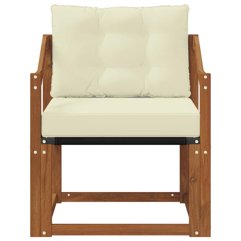 Outdoor Sofa Solid Acacia Wood Natural and Cream
