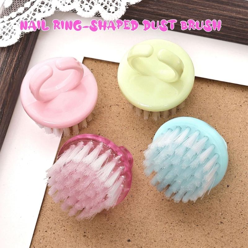 Pack Of 4 Round Head Nail Cleaning Brushes In Macaron Colors For Gentle Nail Hygiene Ergonomic Grip And Portable Travel Friendly Design