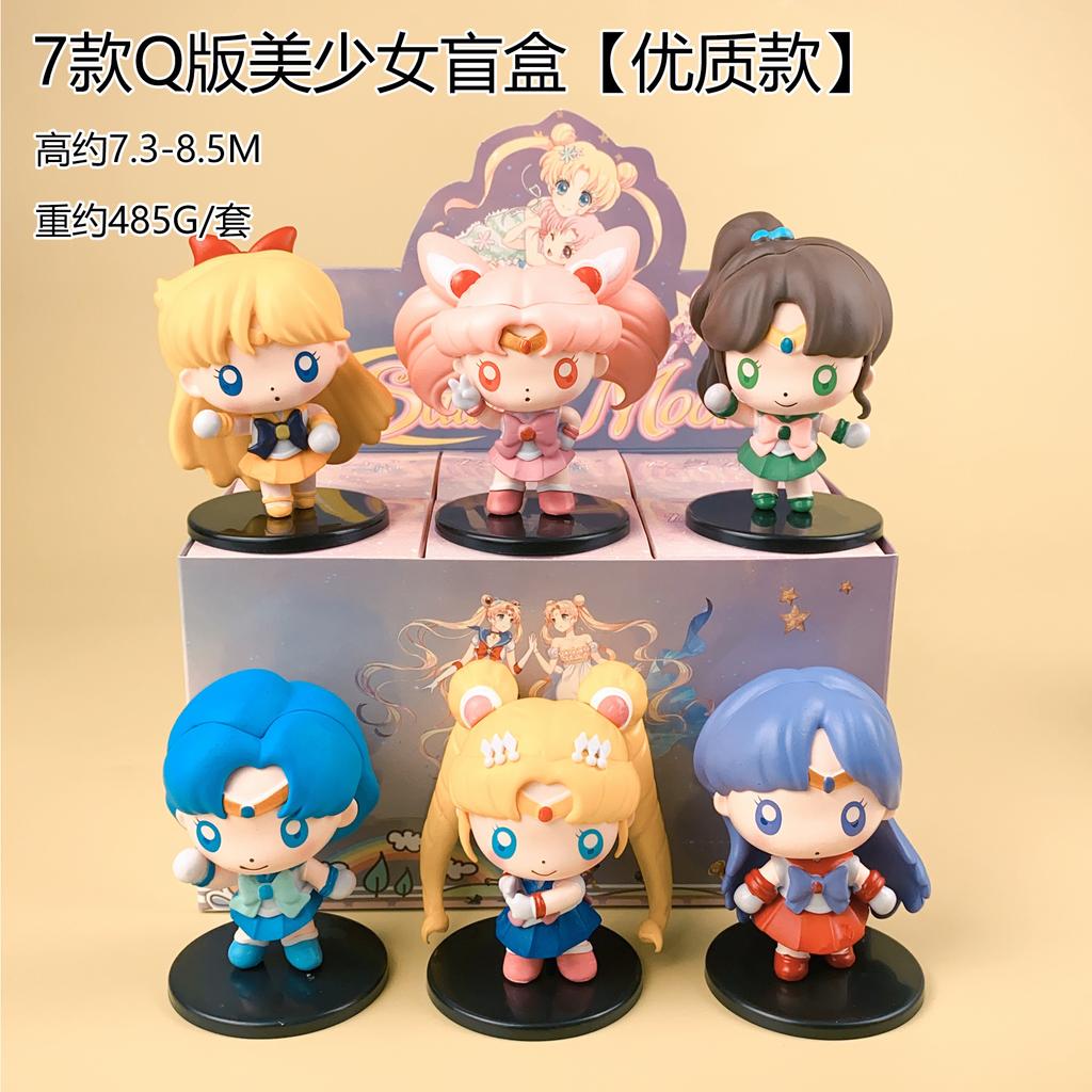 7PCS Anime Sailor Moon Figure Cartoon Figuarts Mini Mercury Mars Jupiter Venus Toys For Girls Figure Gift Dolls Static Doll
