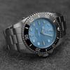 HYAKUICHI 101 No.7R-IB Hyakuichi Ceramic Bezel Dive Watch, Mechanical, No Date, Ice Blue, Hack Function
