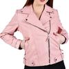 Womens Lambskin Baby Pink Leather Biker Jacket With Zipper & Pocket | Shoulder Strap | Full Sleeves |