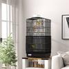 Bird Cage with Handle, Removable Tray, Wooden Perches, Swing and Bowls, 46.5x35.5x92cm, Black