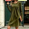 Women's Loose Fit Round Neck Velvet Dress for Casual and Evening Wear
