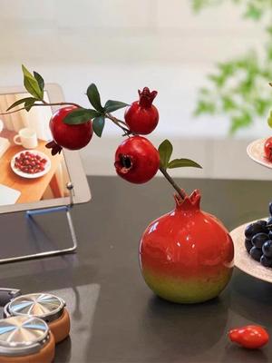 Festive Dining Table Decor: Artificial Pomegranate Flower and Fruit Branch Ornaments
