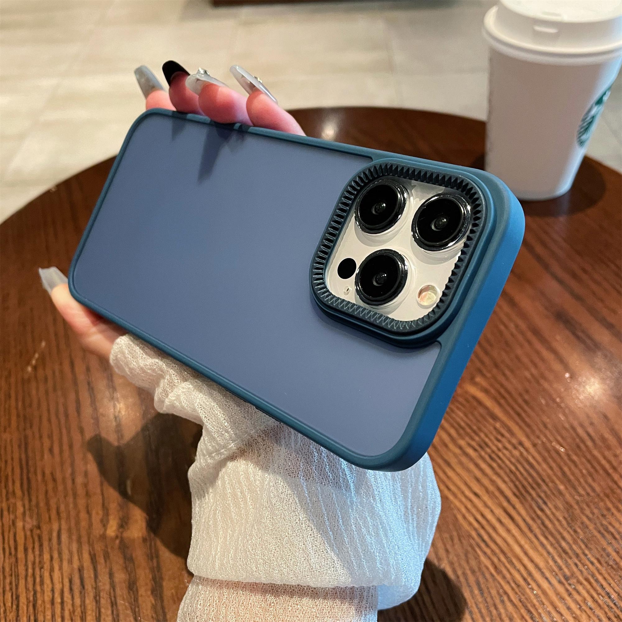 

Для iPhone 14 Pro Чехол Дизайн в стиле шестеренок Кожа ПК+ТПУ Накладка на телефон с тактильным покрытием Dark Blue