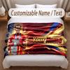 Lamine Yamal Printed Flannel Blanket Custom Name Text Soft Warm Throw For Bedroom Holiday Gift