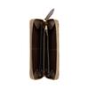 Gucci Double G Generation retro style gold hardware zipper closure GG canvas wallet women's sand color with dark brown