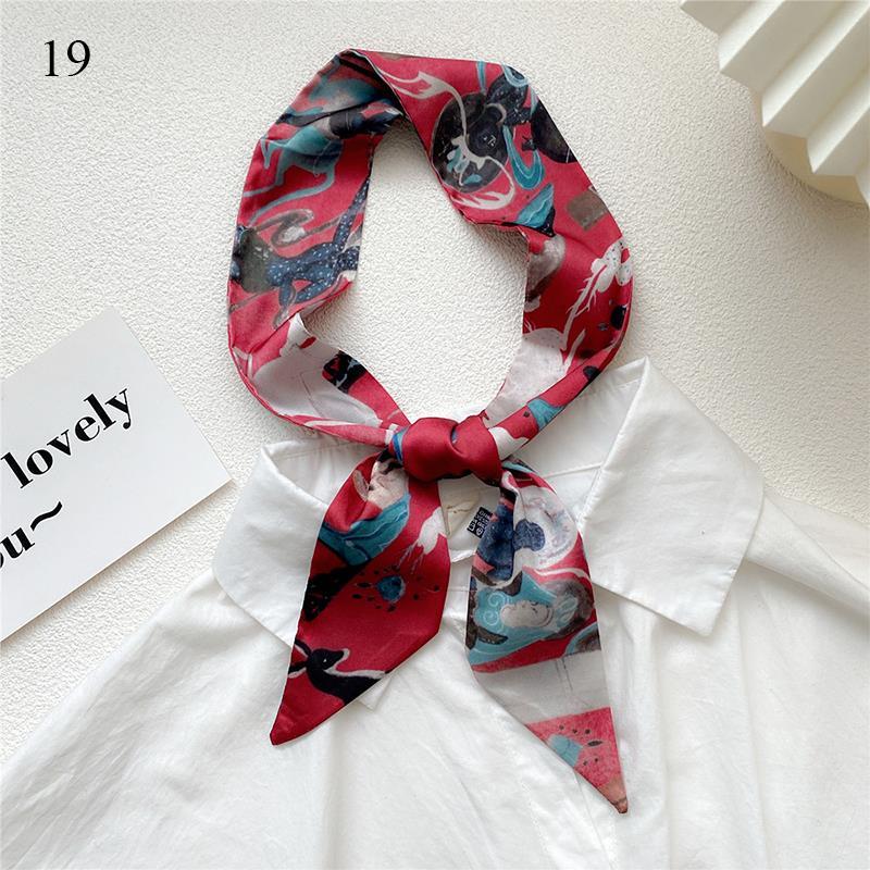 Eșarfă Lungă cu Imprimeu cu 26 de Litere, Bandă Subțire pentru Cap, Eșarfe de Gât, Bandă pentru Mâner de Geantă, Bandană, Elastic de Păr, Eșarfă de Gât, Eșarfe Mici de Mătase