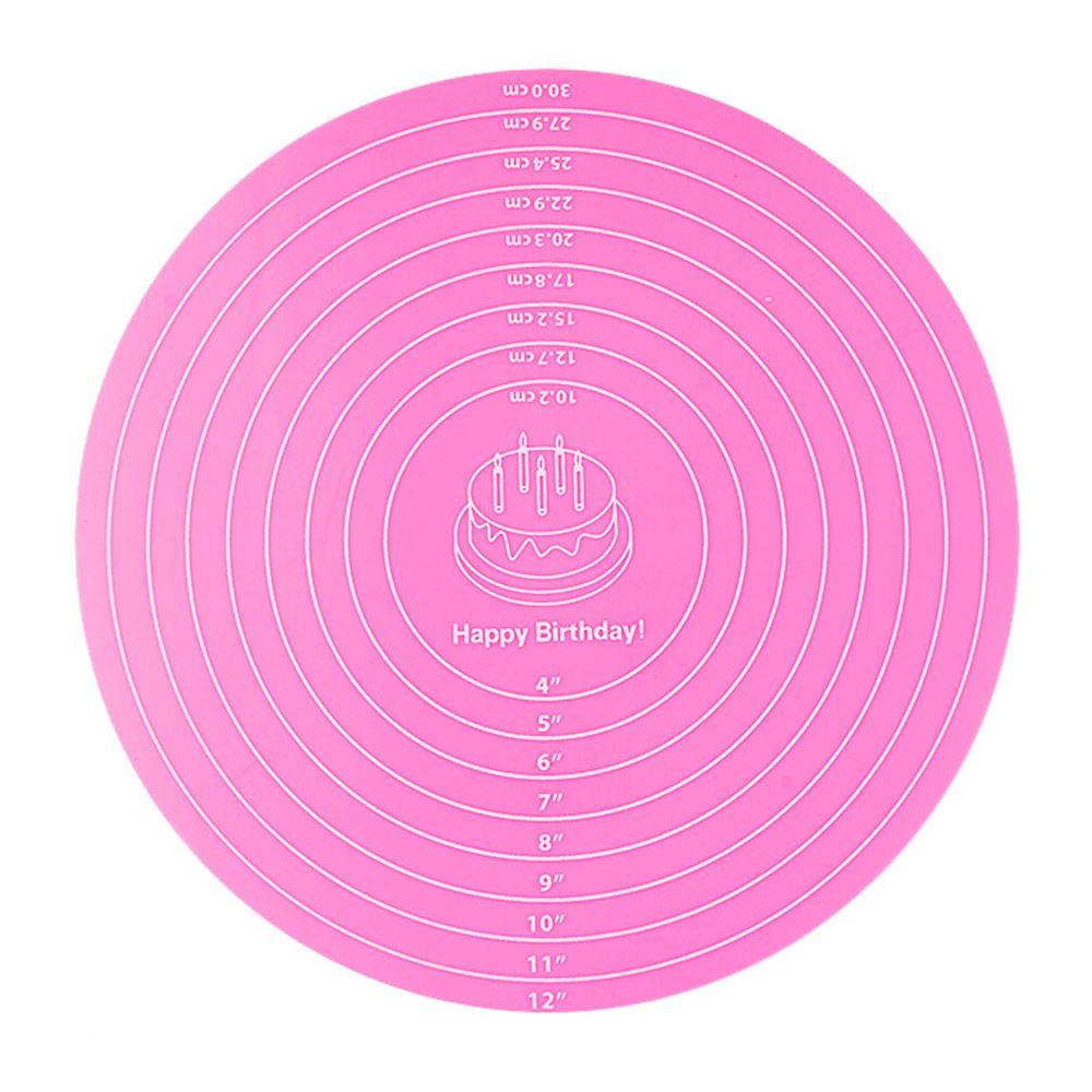 

Resistant Non-stick 12inch Cake Turntable Pad Rolling Mat with Size Scale Silicone Baking Mat рожевий