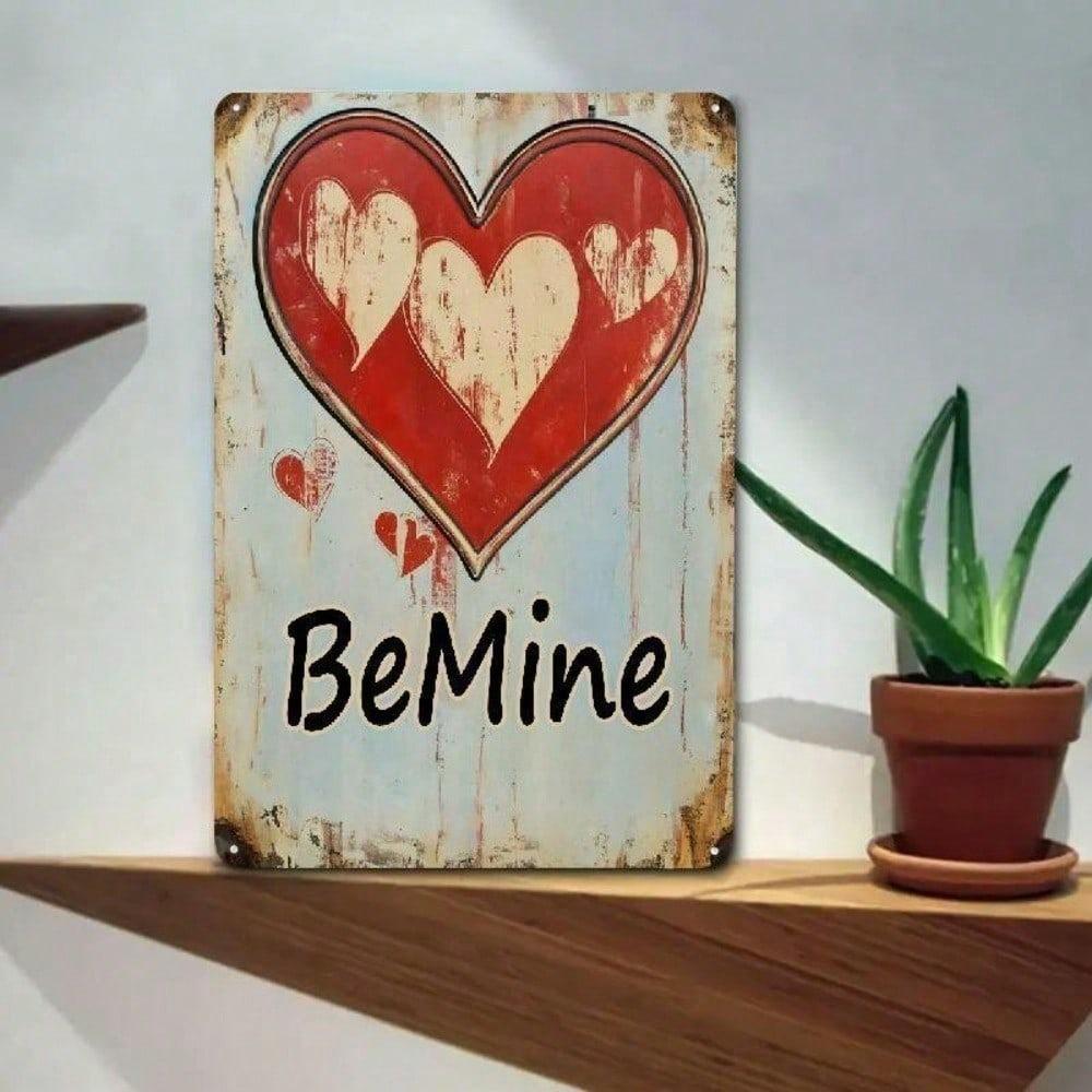 1pc Red Heart Metal Wall Sign Valentine's Day Romantic Iron Plaque Home Decor 8x12in