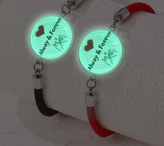 Sun Moon Luminous Valentine's Day Rainbow Wristband Rope Love Wedding Stainless Steel Fashion Jewelry Bracelets for Women Men