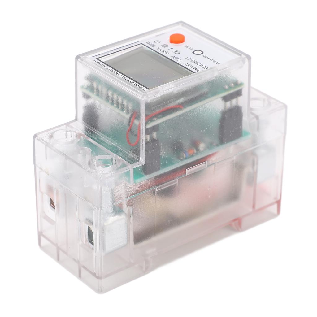 Energy Meter 2P Single Phase DIN Rail Electricity Usage Monitor Backlit LCD Display Power Meter 230V