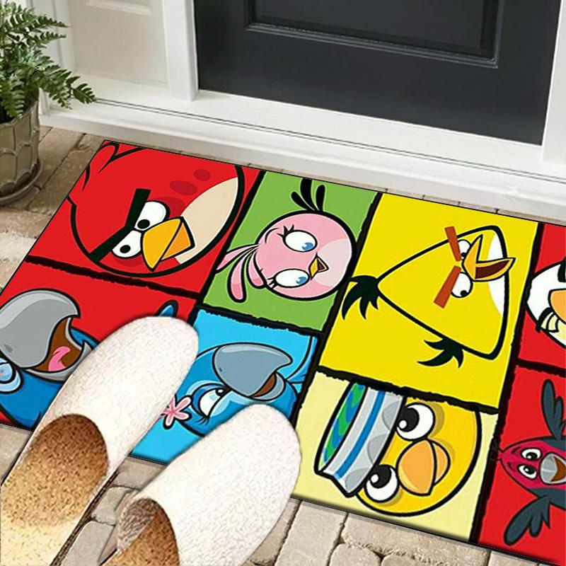 Red Birds Characters Collage Office Rug Chair Mat, Game Carpet, Suitable for Front Door, Bedroom, Living Room, Desk, Holiday Gift