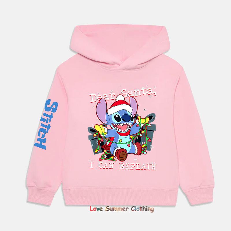 2025 Christmas Hoodie Boys Girls Sweatshirts Kids Hoodies Stitch HD Print Casual Round Neck Long Sleeve 4-14Yrs