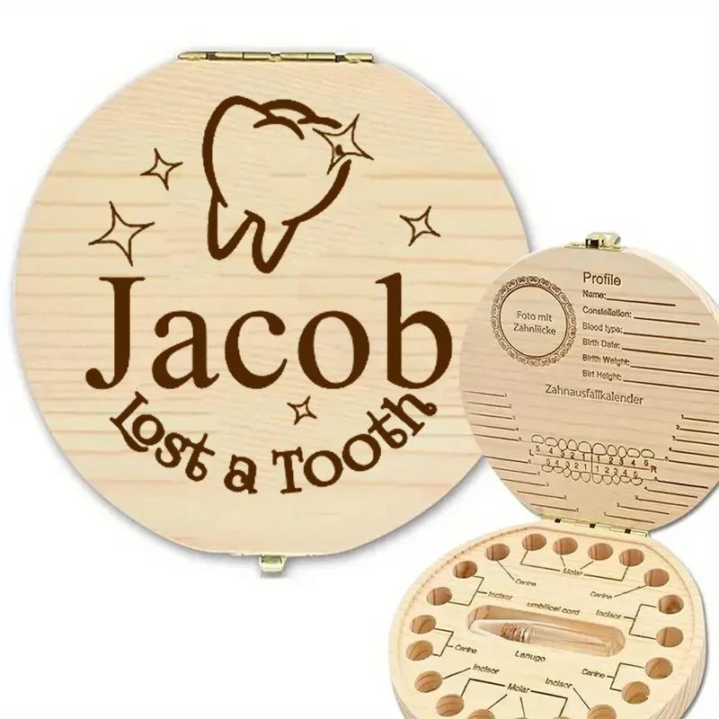 1PCS Free Customization Wooden Tooth Storage Box Baby Tooth Wood Storage Box Organizer Teeth Kids Christening Case Birthday Gift