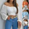 Sexy Off Shoulder Womens Tops and Blouses Puff Sleeve Tops Summer Flower Vintage White Women Shirt